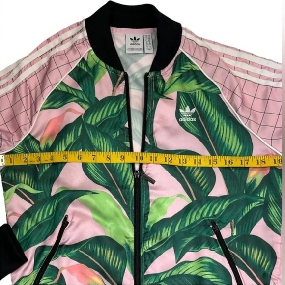 Adidas x Farm Big Palm Leaf/Tropical Pink/Green Track Zip Up Size Small - Picture 8 of 14